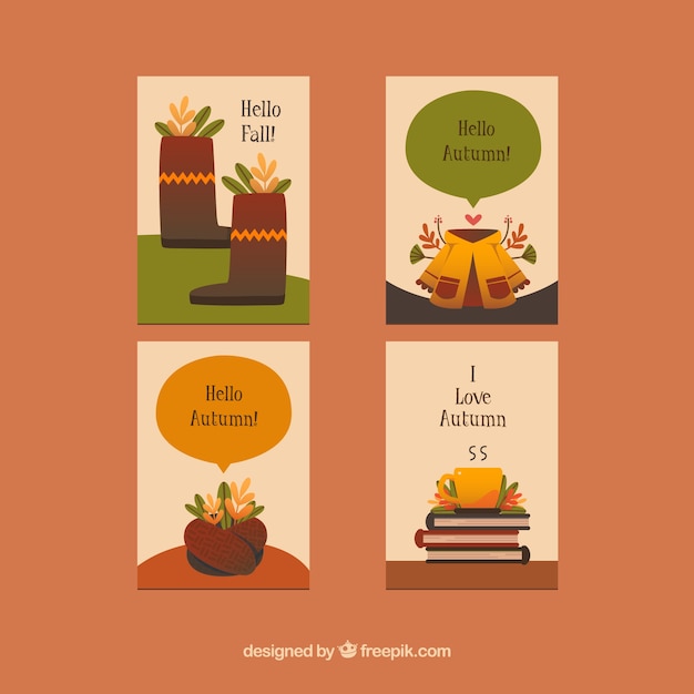 Free vector autumn cards collection with elements