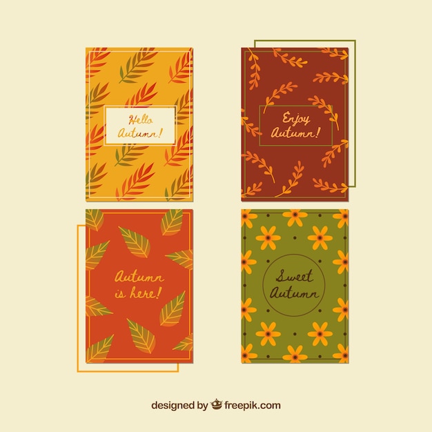 Free vector autumn cards collection with leaves