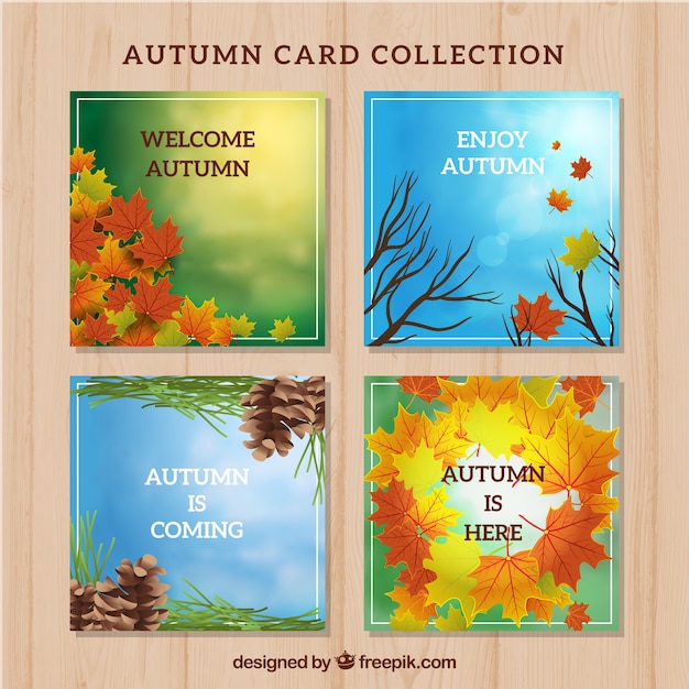 Free vector autumn cards with flat design