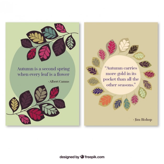 Free vector autumn cards with nice quotes