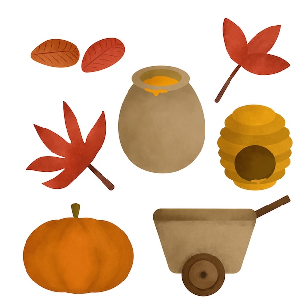 Free vector autumn collection of decorative season elements