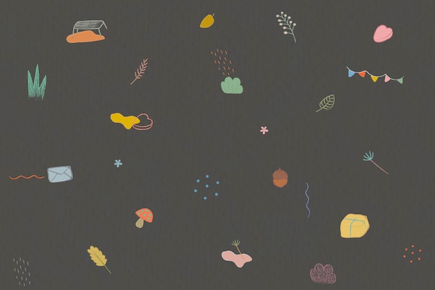 Free Vector autumn crayon doodles patterned background