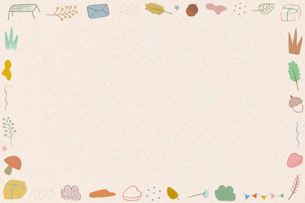 Free vector autumn crayon doodles patterned frame