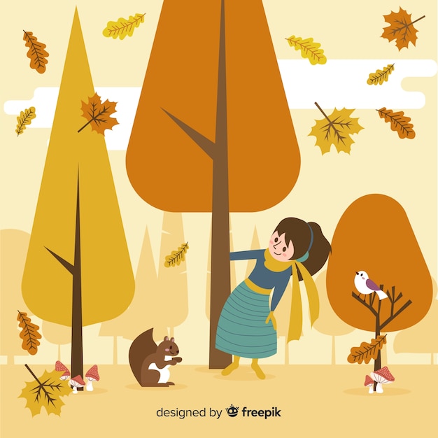 Free Vector autumn decorative background flat style