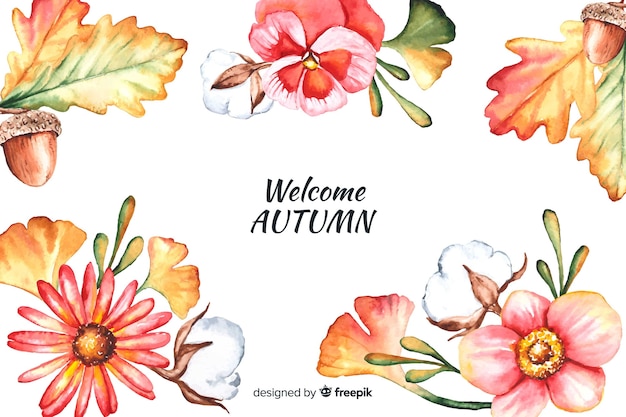 Autumn decorative background watercolor style