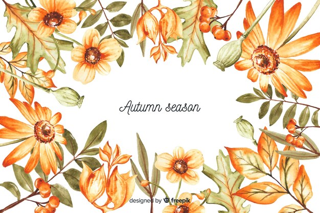 Autumn decorative background watercolor style