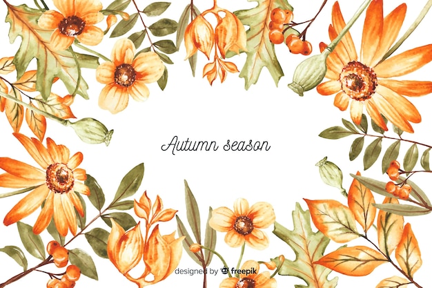 Autumn decorative background watercolor style