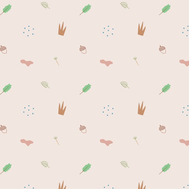 Autumn doodles seamless patterned background