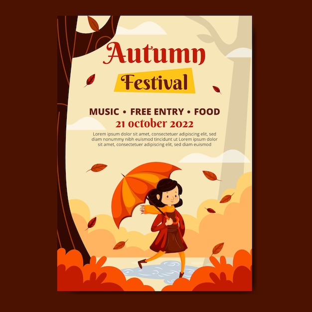 Free vector autumn festival hand drawn flat poster or flyer