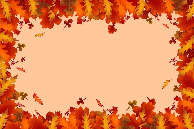 Autumn flat design background with leaves