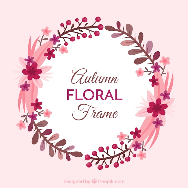 Free vector autumn floral frame with flat design