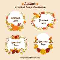 Free vector autumn floral wreath collection