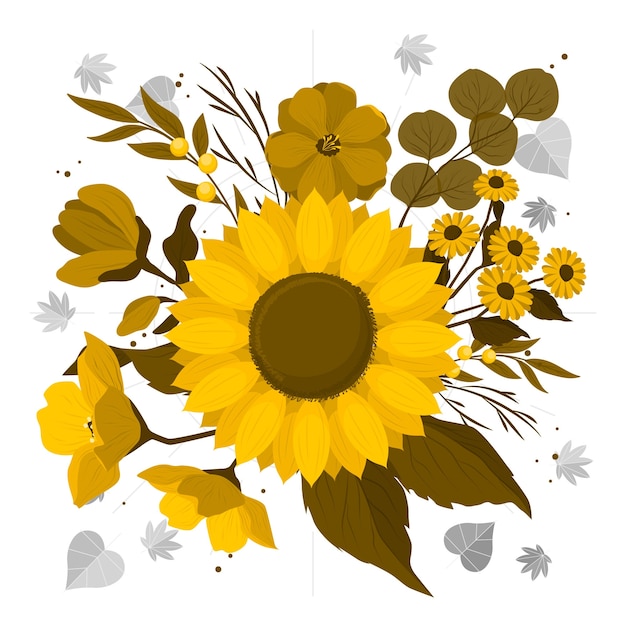 無料ベクター 秋の花の概念図