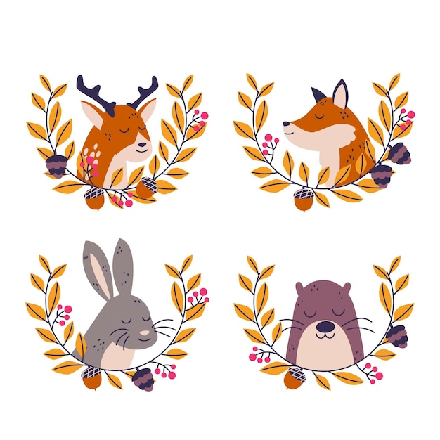 Free vector autumn forest animals collection