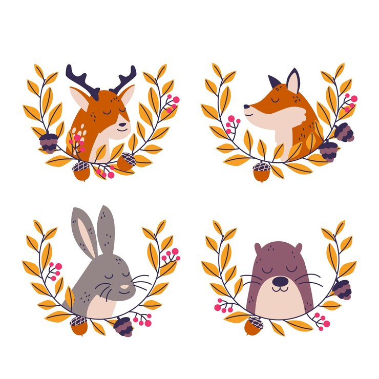 Free Vector autumn forest animals collection