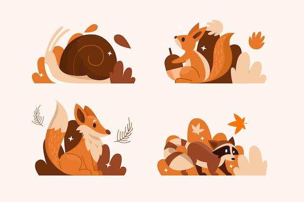 Autumn forest animals pack