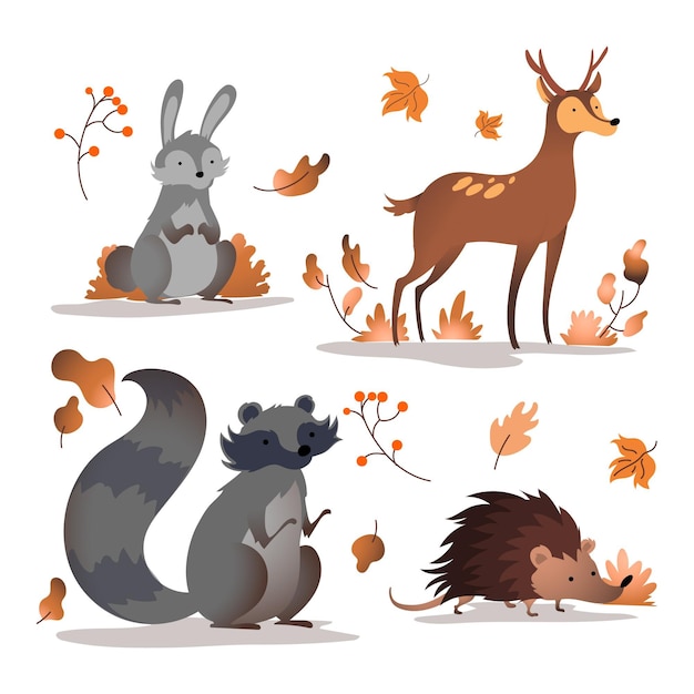 Pack di animali della foresta d'autunno