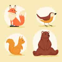 Free vector autumn forest animals set