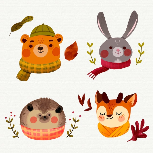 Free vector autumn forest animals