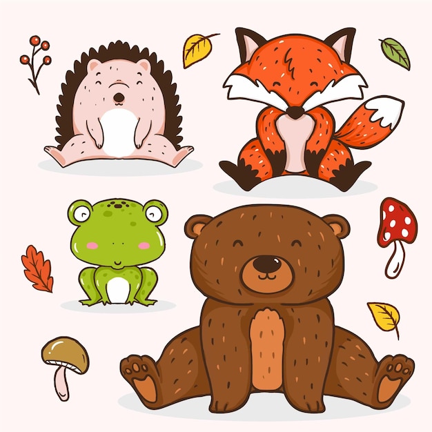 Autumn forest animals