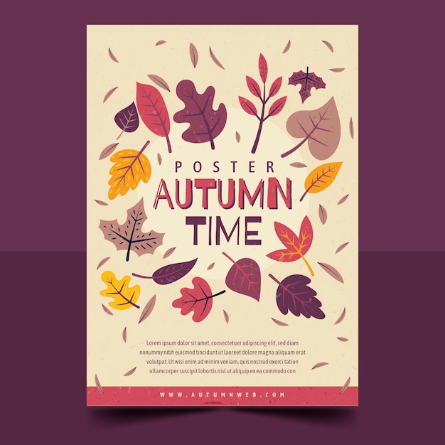 autumn hand drawn flat poster or flyer