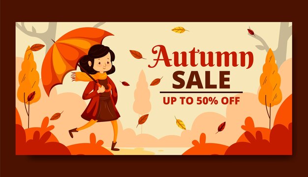 Free Vector autumn hand drawn flat sale banner