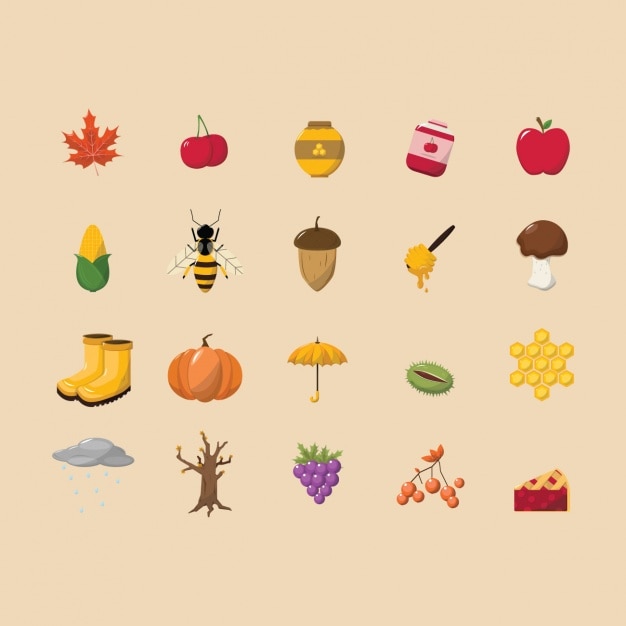 Free vector autumn icons collection