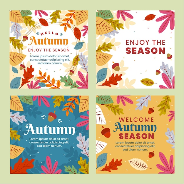 Free vector autumn instagram posts collection