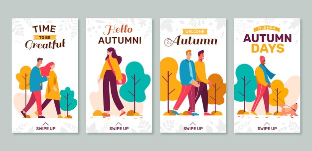 Free vector autumn instagram stories collection