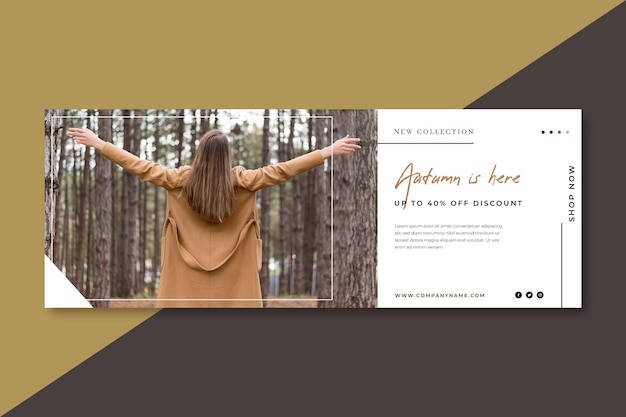 Free vector autumn is here facebook cover template