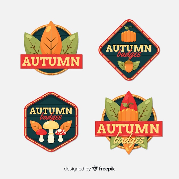 Free vector autumn label collection in flat style