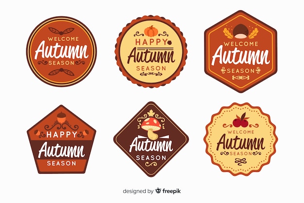 Free vector autumn label collection in flat style