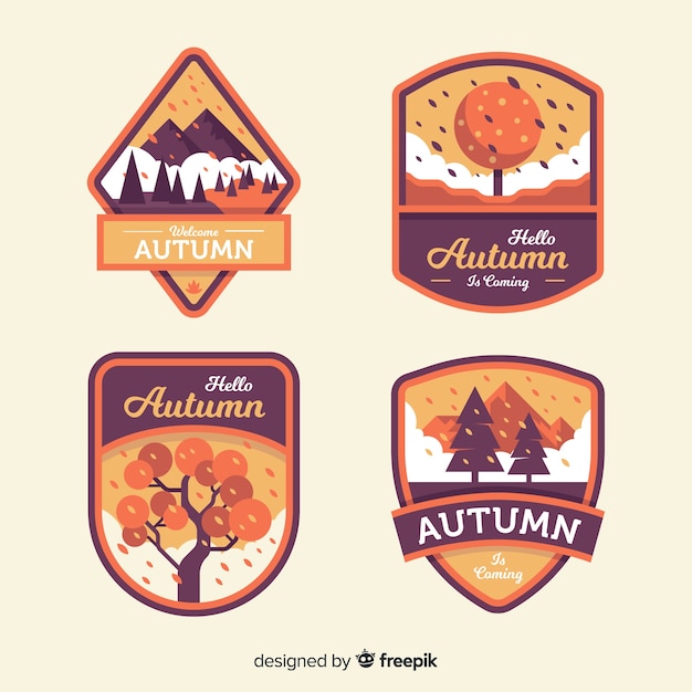 Free vector autumn label collection in flat style