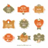 Free vector autumn labels collection in flat style