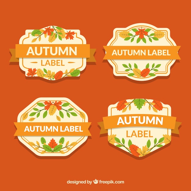 Free vector autumn labels collection with leaves