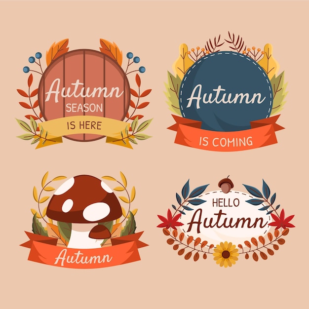 Free vector autumn labels collection