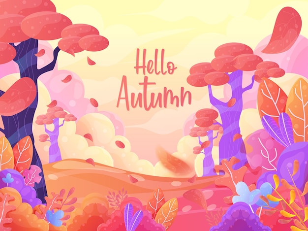 Autumn landscape background flat design