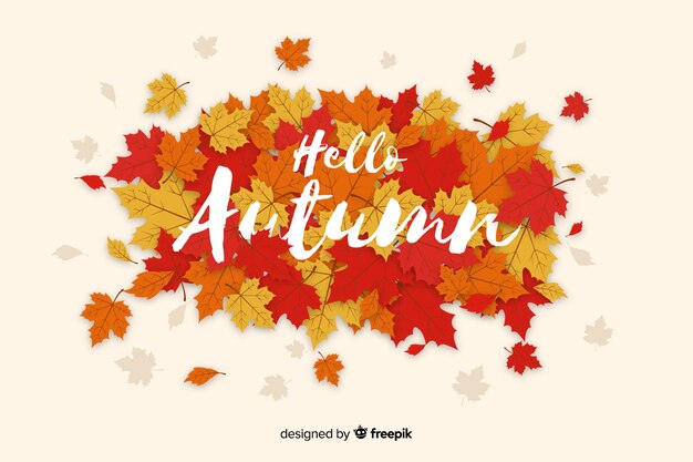 Autumn leaves background flat design