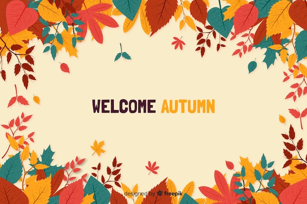 Autumn leaves background flat design