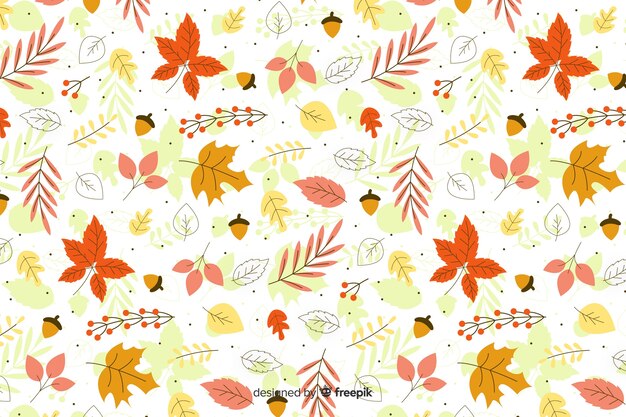 Autumn leaves background flat design