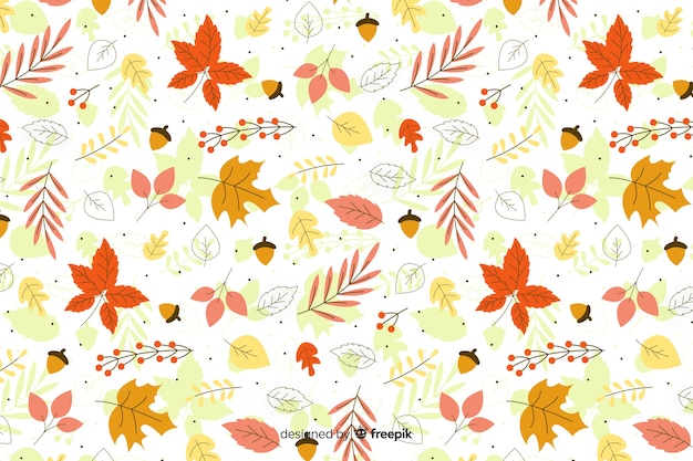 Autumn leaves background flat design