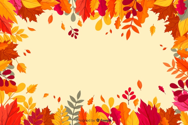 Vettore gratuito progettazione piana del fondo delle foglie di autunno