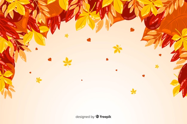 Autumn leaves background in flat design