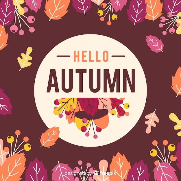 Autumn leaves background flat style