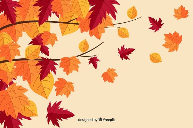 秋の紅葉背景フラットスタイル