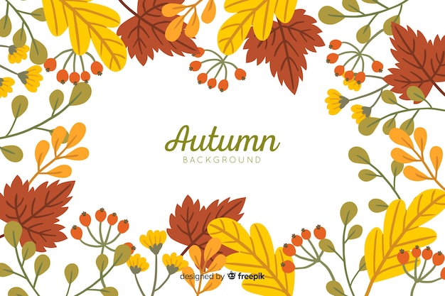 Free vector autumn leaves background hand drawn style