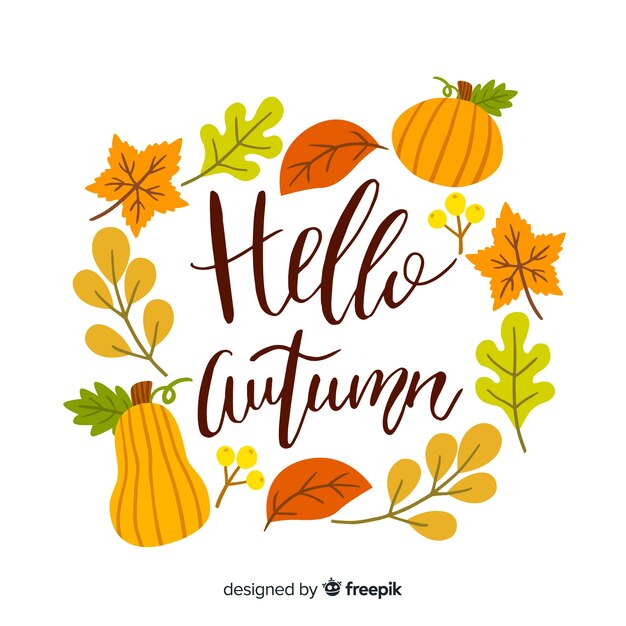 Autumn leaves background hand drawn style