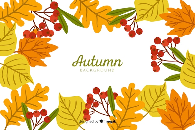 Free vector autumn leaves background hand drawn style