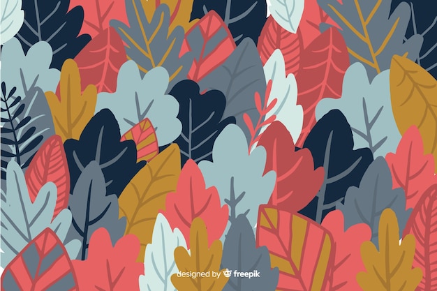 Free vector autumn leaves background hand drawn style