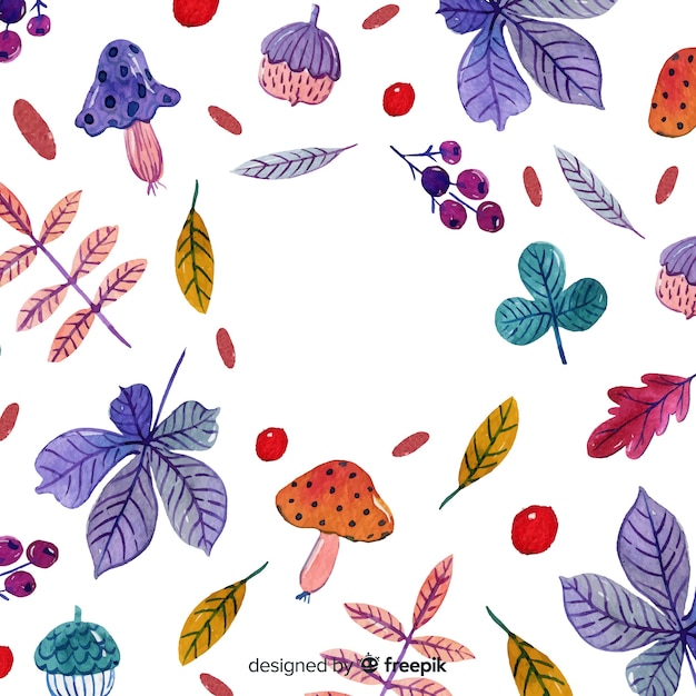 Autumn leaves background watercolor design